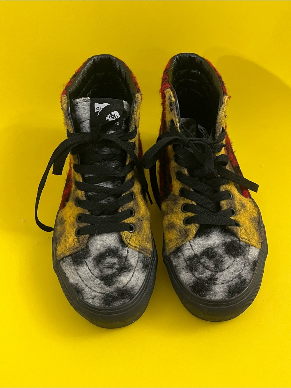 Vans High-Top Sneakers in Yellow, Red & Gray